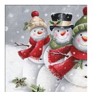 Pacote Com 20 Guardanapos 33x33cm De Papel Smiling Snowmen Fsc Mix